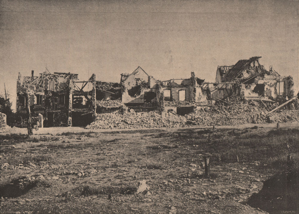 PARIS COMMUNE 1871. Plateau de Chatillon (Maisons bombardées) c1873 old print